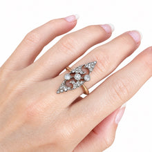 Load image into Gallery viewer, Belle Époque Diamond Navette Ring in 18k Gold and Platinum, circa 1900