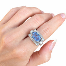 Load image into Gallery viewer, French Art Deco 5ct Unheated Burmese Sapphire & Diamond Platinum Ring