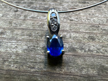 Load image into Gallery viewer, Fine Sapphire & Diamond Teardrop Necklace in 14K White Gold