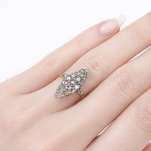 Load image into Gallery viewer, Antique French Rose Cut Diamond Navette Ring in 18K Gold & Silver