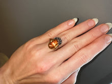 Load image into Gallery viewer, Topaz & Diamond Crown Ring - Closed-Back Silver and 18K Gold