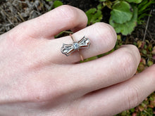 Load image into Gallery viewer, Antique Diamond Bow Ring in 14K Yellow Gold and Silver