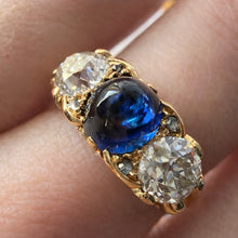 Load image into Gallery viewer, Exquisite GRS-Certified Unheated Sapphire & Diamond Trilogy Ring - Victorian Era - 18kt Gold