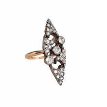 Load image into Gallery viewer, Belle Époque Diamond Navette Ring in 18k Gold and Platinum, circa 1900