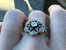 Load image into Gallery viewer, Delicate Art Nouveau Filigree Diamond Ring in 18K Yellow Gold