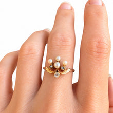 Load image into Gallery viewer, Late Victorian 18k Gold Pearl and Rose-Cut Diamond Tiara Ring, Circa 1900