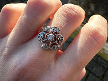 Load image into Gallery viewer, Delicate Art Nouveau Filigree Diamond Ring in 18K Yellow Gold