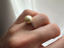 Load image into Gallery viewer, Art Deco 18K White Gold Saltwater Cultured Pearl & Diamond Ring