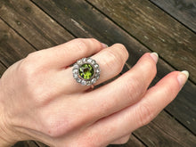 Load image into Gallery viewer, Late Victorian Green Paste Cluster Ring with Pink-Tinted Diamond Accent