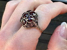 Load image into Gallery viewer, Antique Garnet Dome Ring in 18kt Gold & Silver