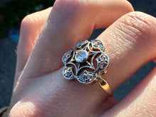 Load image into Gallery viewer, Delicate Art Nouveau Filigree Diamond Ring in 18K Yellow Gold