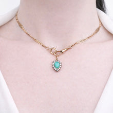 Load image into Gallery viewer, Antique Heart Pendant with Turquoise & Rose-Cut Diamonds