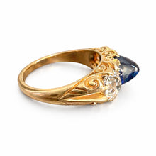 Load image into Gallery viewer, Exquisite GRS-Certified Unheated Sapphire & Diamond Trilogy Ring - Victorian Era - 18kt Gold