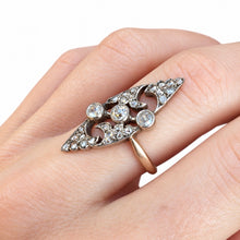 Load image into Gallery viewer, Belle Époque Diamond Navette Ring in 18k Gold and Platinum, circa 1900