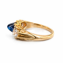 Load image into Gallery viewer, Exquisite GRS-Certified Unheated Sapphire & Diamond Trilogy Ring - Victorian Era - 18kt Gold