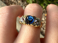 Load image into Gallery viewer, Exquisite GRS-Certified Unheated Sapphire & Diamond Trilogy Ring - Victorian Era - 18kt Gold
