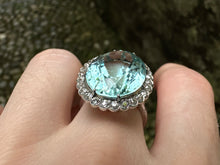 Load image into Gallery viewer, Impressive Aquamarine and Diamond Ring in 18K White Gold