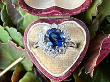 Load image into Gallery viewer, -Reserved- Sapphire and Diamond Halo Ring in 18K White Gold