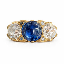 Load image into Gallery viewer, Exquisite GRS-Certified Unheated Sapphire & Diamond Trilogy Ring - Victorian Era - 18kt Gold