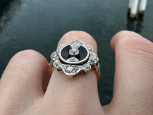 Load image into Gallery viewer, Antique Late Victorian Onyx & Diamond Ring - Platinum & 18K Gold