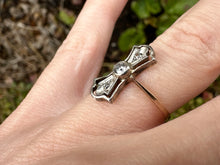Load image into Gallery viewer, Antique Diamond Bow Ring in 14K Yellow Gold and Silver