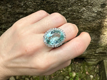 Load image into Gallery viewer, Impressive Aquamarine and Diamond Ring in 18K White Gold