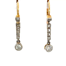 Load image into Gallery viewer, Art Deco 14kt Two-Tone Gold Earrings with Old European Cut Diamonds – c.1920s