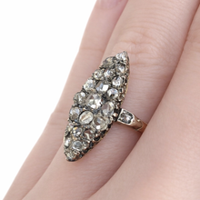 Load image into Gallery viewer, Antique French Rose Cut Diamond Navette Ring in 18K Gold & Silver