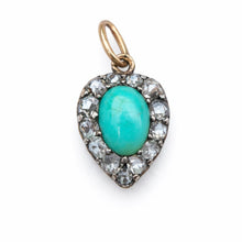 Load image into Gallery viewer, Antique Heart Pendant with Turquoise & Rose-Cut Diamonds