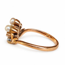 Load image into Gallery viewer, Late Victorian 18k Gold Pearl and Rose-Cut Diamond Tiara Ring, Circa 1900