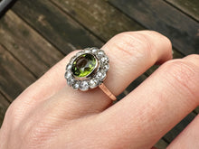 Load image into Gallery viewer, Late Victorian Green Paste Cluster Ring with Pink-Tinted Diamond Accent