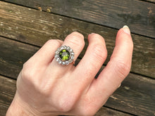 Load image into Gallery viewer, Late Victorian Green Paste Cluster Ring with Pink-Tinted Diamond Accent