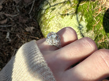 Load image into Gallery viewer, Early Art Deco 18K White Gold Filigree Ring – 1.10ct Rosecut Diamond