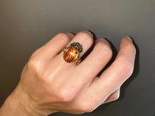 Load image into Gallery viewer, Topaz & Diamond Crown Ring - Closed-Back Silver and 18K Gold
