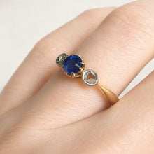 Load image into Gallery viewer, Antique French Natural Sapphire & Diamond Ring in 18K Gold