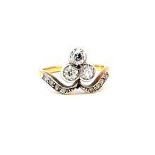 Load image into Gallery viewer, Edwardian 18kt Gold & Silver Trefoil Diamond Ring