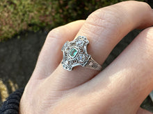 Load image into Gallery viewer, EDWARDIAN EMERALD AND DIAMOND RING IN PLATINUM
