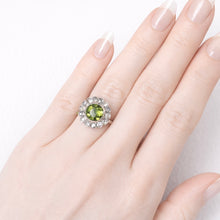 Load image into Gallery viewer, Late Victorian Green Paste Cluster Ring with Pink-Tinted Diamond Accent