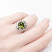 Load image into Gallery viewer, Late Victorian Green Paste Cluster Ring with Pink-Tinted Diamond Accent