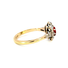 Load image into Gallery viewer, Antique Garnet & Old Mine Cut Diamond Cluster Ring – Platinum on 18kt Gold