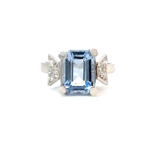 Load image into Gallery viewer, -Reserved- Elegant Aquamarine & Diamond Ring in 18K White Gold