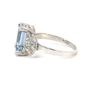 Load image into Gallery viewer, -Reserved- Elegant Aquamarine & Diamond Ring in 18K White Gold