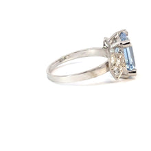 Load image into Gallery viewer, -Reserved- Elegant Aquamarine & Diamond Ring in 18K White Gold