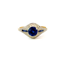 Load image into Gallery viewer, Art Deco Geometric Sapphire Ring in 18K Yellow & White Gold
