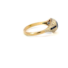 Load image into Gallery viewer, Art Deco Geometric Sapphire Ring in 18K Yellow & White Gold