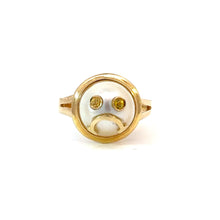 Load image into Gallery viewer, Whimisical Pearl & Sapphire 'Emoji' Ring in 18K Yellow Gold