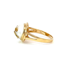 Load image into Gallery viewer, Whimisical Pearl & Sapphire 'Emoji' Ring in 18K Yellow Gold