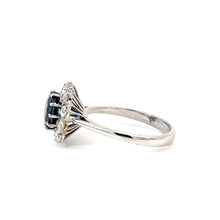 Load image into Gallery viewer, -Reserved- Sapphire and Diamond Halo Ring in 18K White Gold