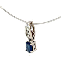 Load image into Gallery viewer, Fine Sapphire & Diamond Teardrop Necklace in 14K White Gold