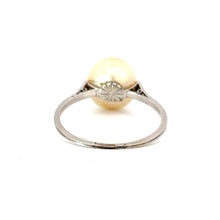 Load image into Gallery viewer, Art Deco 18K White Gold Saltwater Cultured Pearl & Diamond Ring